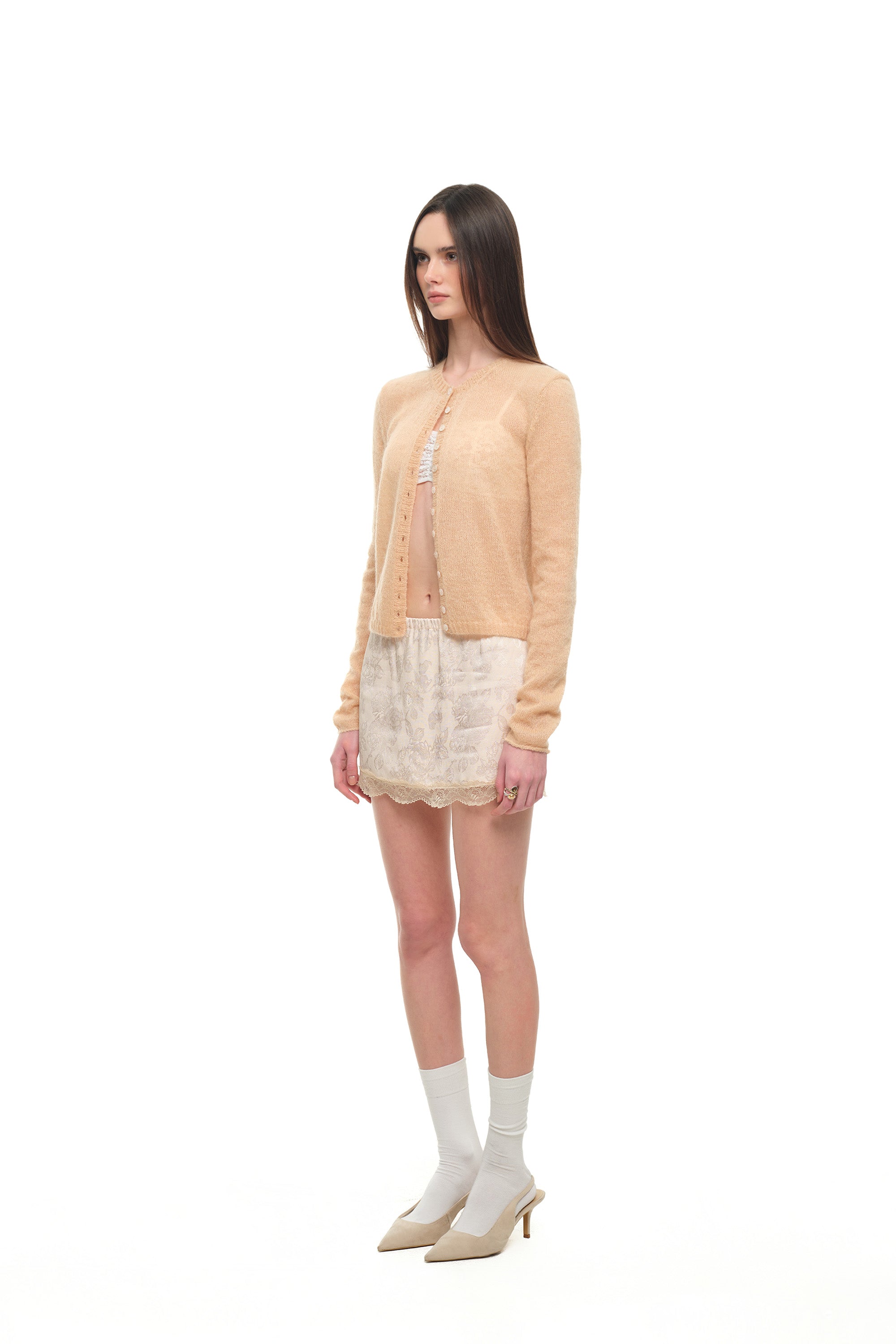 MOHAIR SLIM-FIT CARDIGAN (BEIGE)