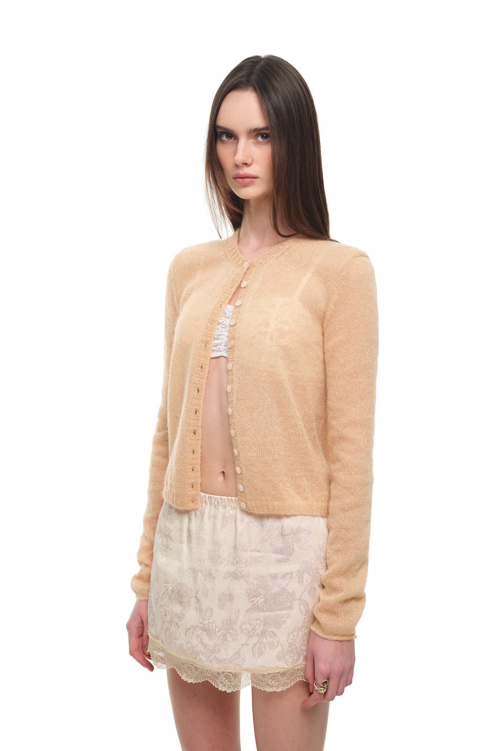 MOHAIR SLIM-FIT CARDIGAN (BEIGE)