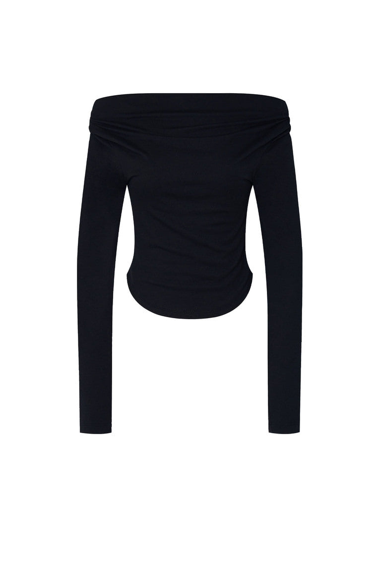 ONE SHOULDER LONG SLEEVE TOP (BLACK)