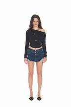 ONE SHOULDER LONG SLEEVE TOP (BLACK)