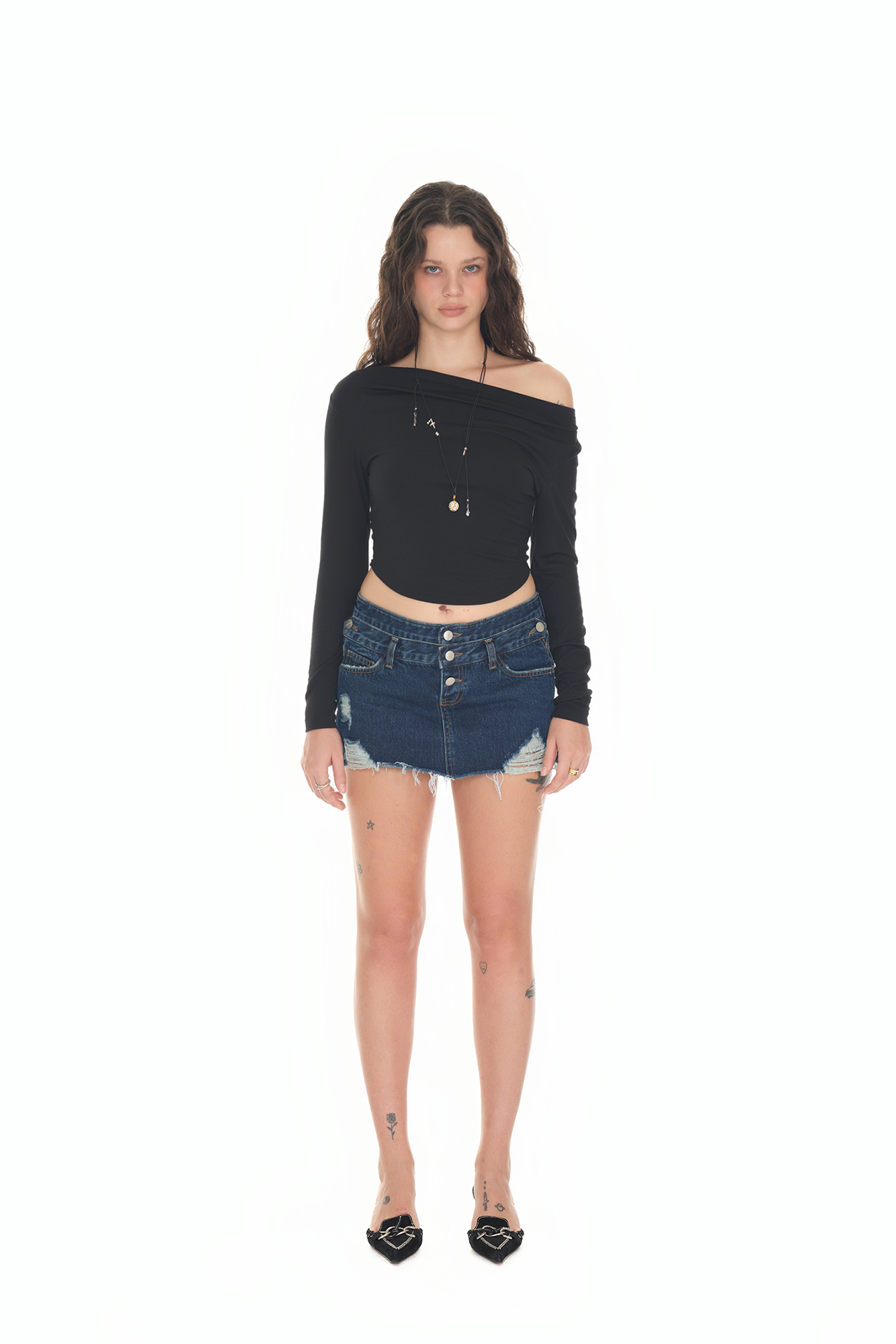 ONE SHOULDER LONG SLEEVE TOP (BLACK)