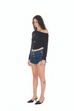 ONE SHOULDER LONG SLEEVE TOP (BLACK)
