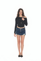 ONE SHOULDER LONG SLEEVE TOP (BLACK)