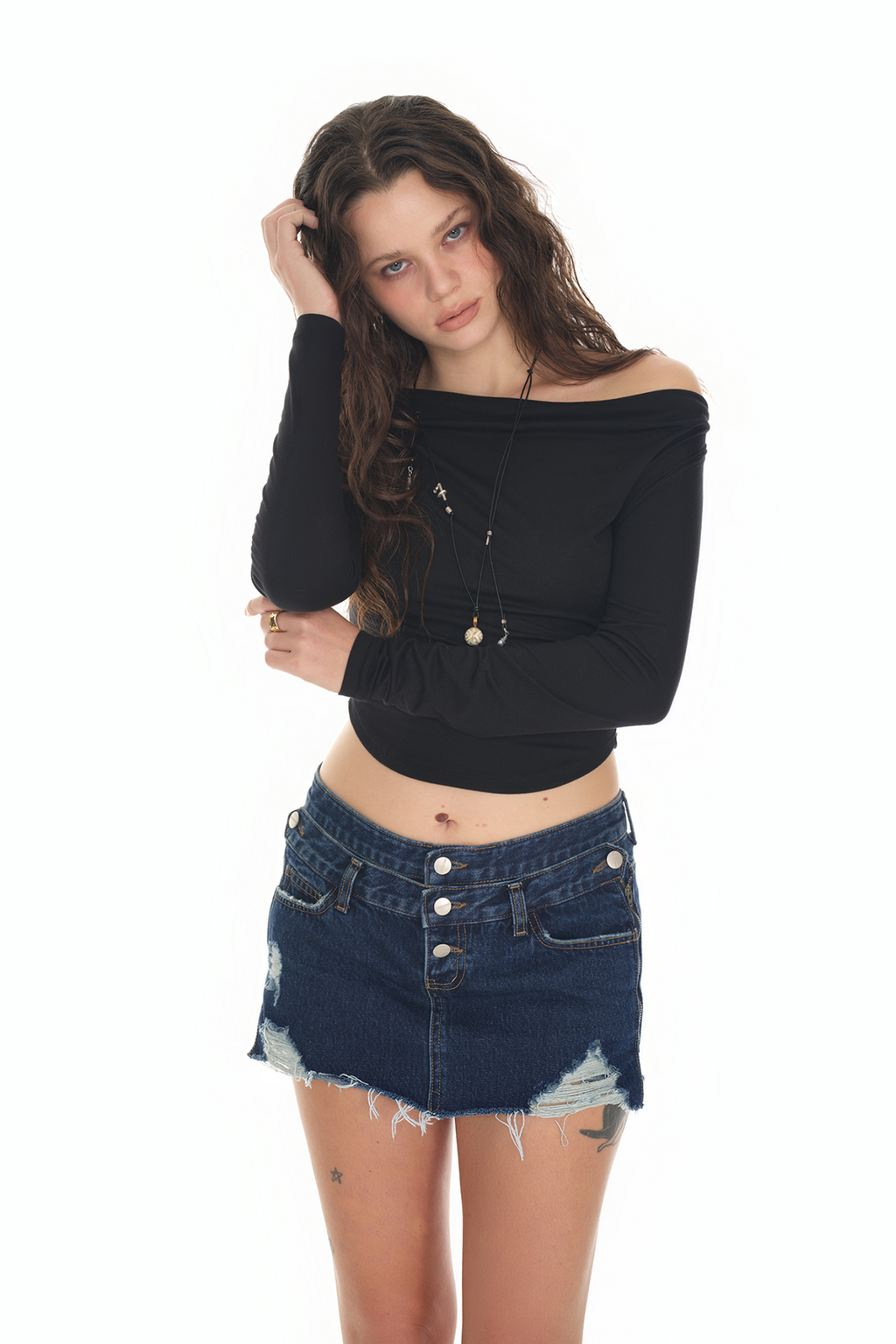 ONE SHOULDER LONG SLEEVE TOP (BLACK)