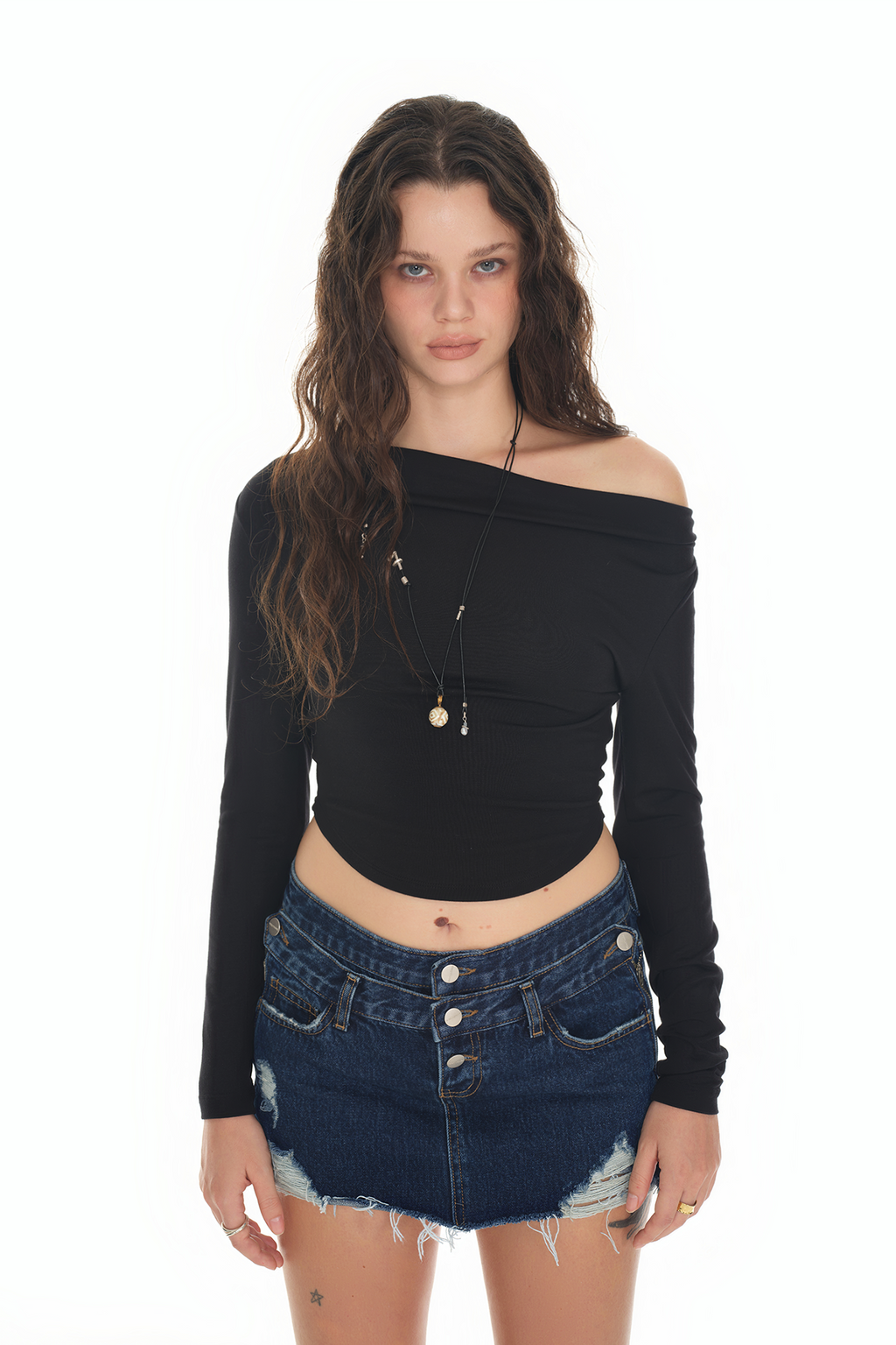 ONE SHOULDER LONG SLEEVE TOP (BLACK)