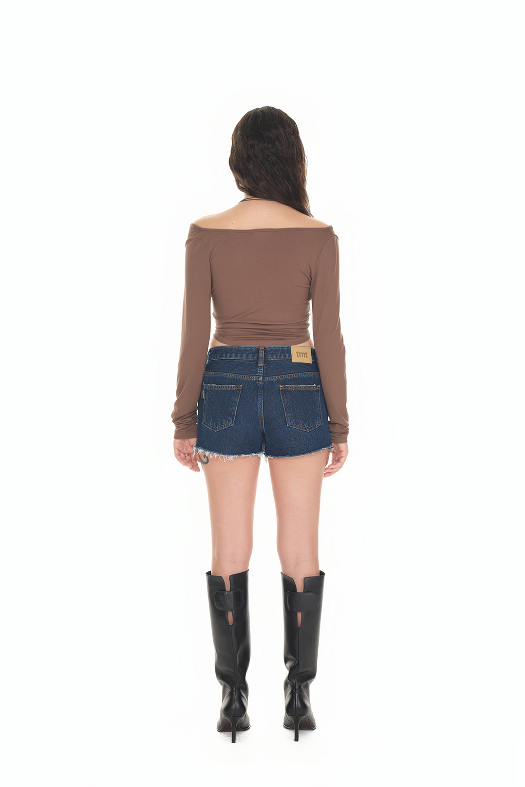 ONE SHOULDER LONG SLEEVE TOP (BROWN)