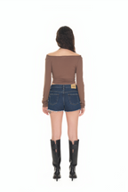 ONE SHOULDER LONG SLEEVE TOP (BROWN)