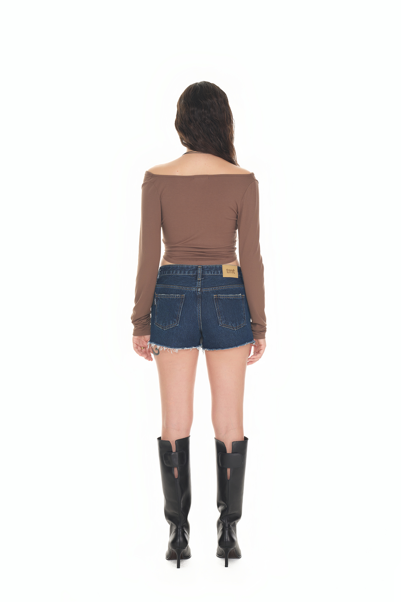 ONE SHOULDER LONG SLEEVE TOP (BROWN)