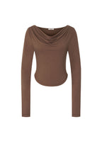 ONE SHOULDER LONG SLEEVE TOP (BROWN)