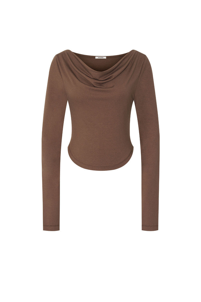 ONE SHOULDER LONG SLEEVE TOP (BROWN)