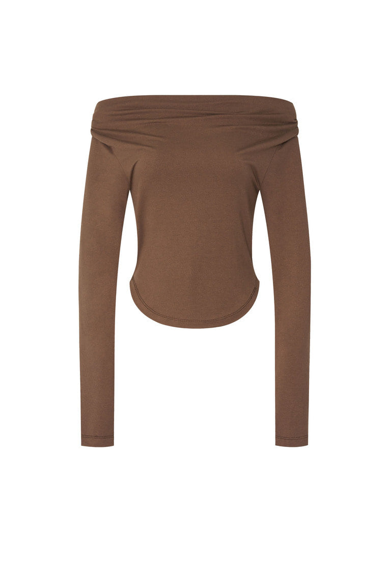 ONE SHOULDER LONG SLEEVE TOP (BROWN)