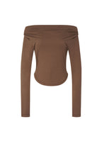 ONE SHOULDER LONG SLEEVE TOP (BROWN)