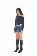ONE SHOULDER LONG SLEEVE TOP (NAVY)