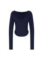 ONE SHOULDER LONG SLEEVE TOP (NAVY)