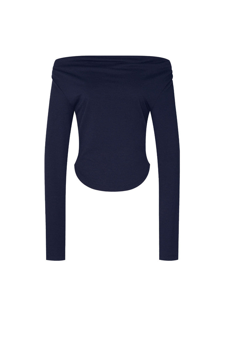 ONE SHOULDER LONG SLEEVE TOP (NAVY)