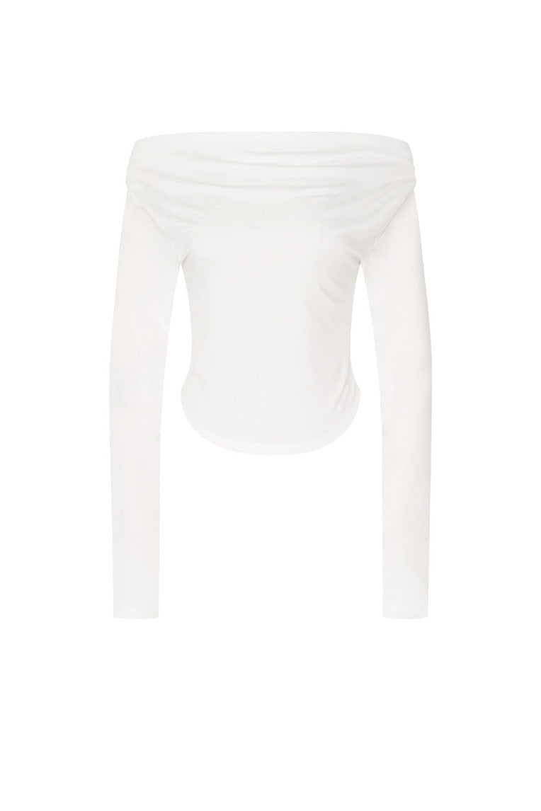 ONE SHOULDER LONG SLEEVE TOP (WHITE)