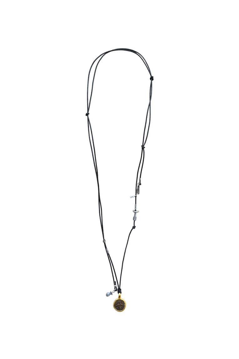 [ONLY ONE] ENGRAVED CIRCLE GEMSTONE NECKLACE