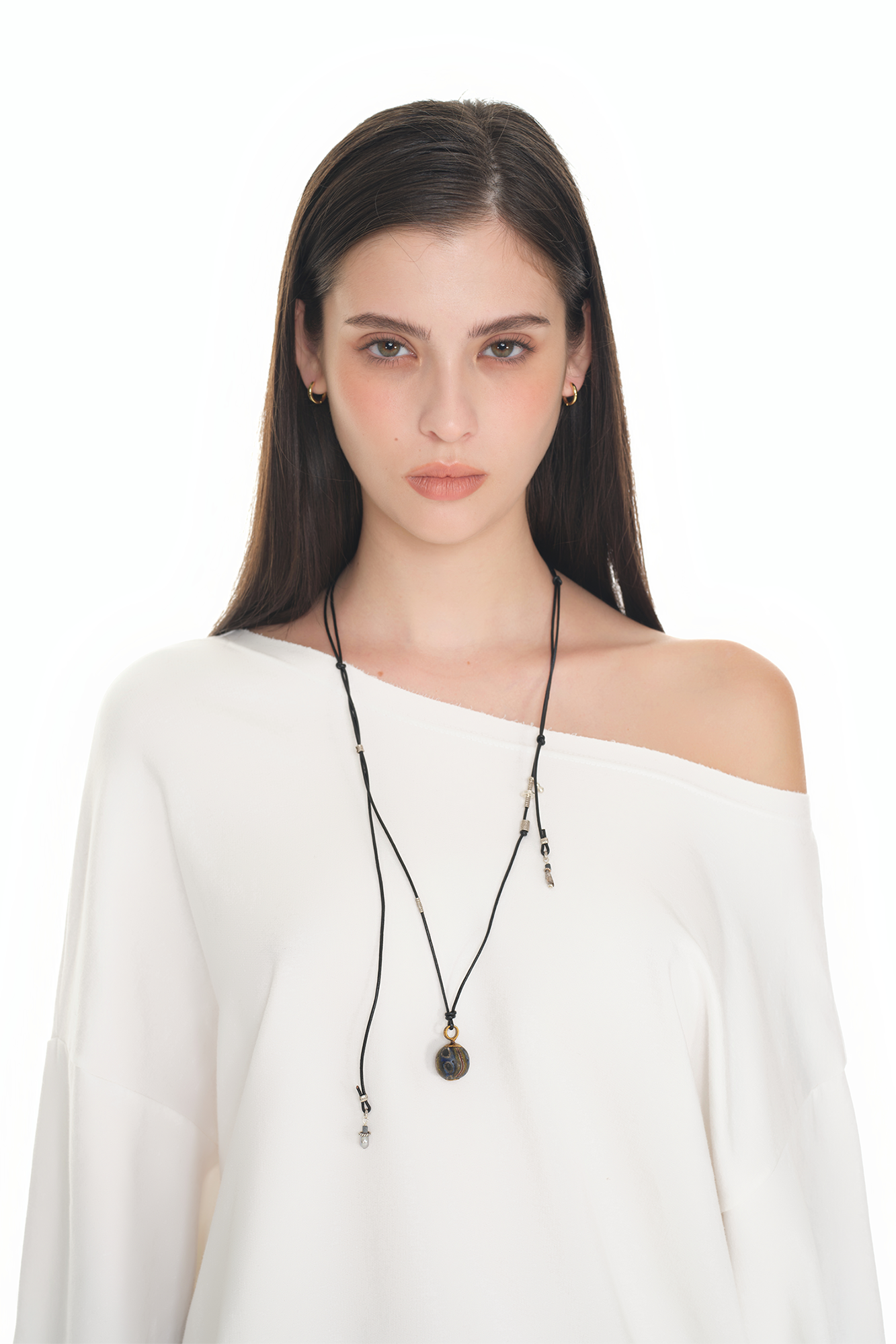 [ONLY ONE] MARBLED WAVE GEMSTONE NECKLACE