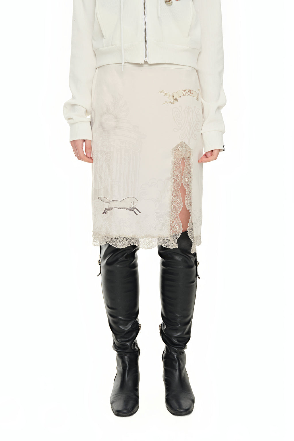 ORNAMENT LACE MIDI SKIRT