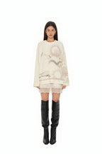 ORNAMENT WAFFLE OVERSIZED LONG SLEEVE T-SHIRT (IVORY)