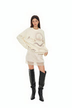ORNAMENT WAFFLE OVERSIZED LONG SLEEVE T-SHIRT (IVORY)
