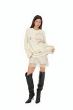 ORNAMENT WAFFLE OVERSIZED LONG SLEEVE T-SHIRT (IVORY)