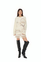 ORNAMENT WAFFLE OVERSIZED LONG SLEEVE T-SHIRT (IVORY)