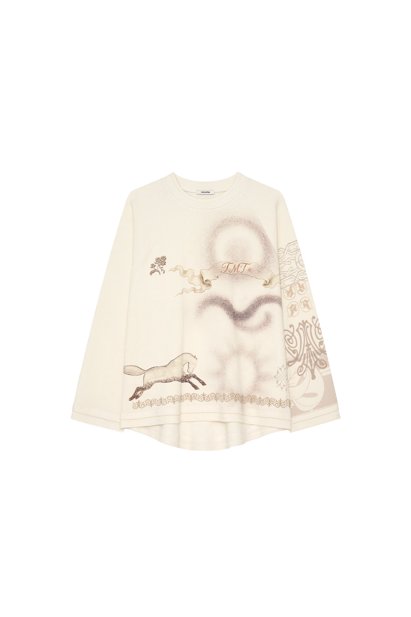 ORNAMENT WAFFLE OVERSIZED LONG SLEEVE T-SHIRT (IVORY)