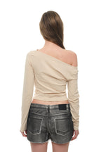 ONE SHOULDER 02 LONG SLEEVE TOP (BEIGE)
