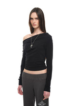 ONE SHOULDER 02 LONG SLEEVE TOP (BLACK)