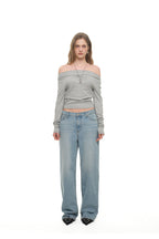 ONE SHOULDER 02 LONG SLEEVE TOP (MELANGE GREY)