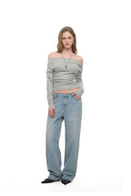 ONE SHOULDER 02 LONG SLEEVE TOP (MELANGE GREY)