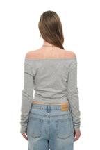 ONE SHOULDER 02 LONG SLEEVE TOP (MELANGE GREY)