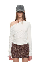 ONE SHOULDER 02 LONG SLEEVE TOP (WHITE)