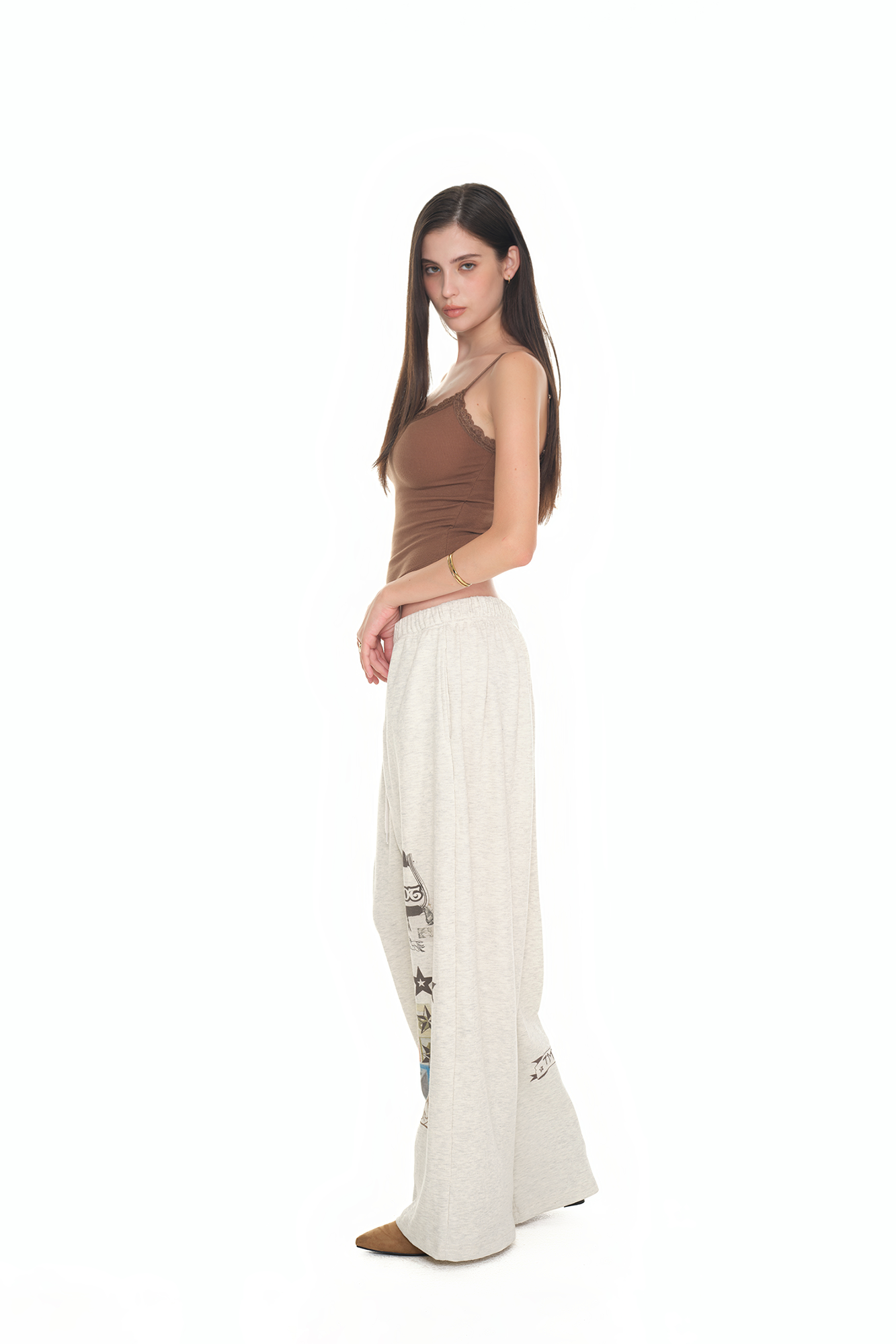 PRINTED WAFFLE PANTS (IVORY)