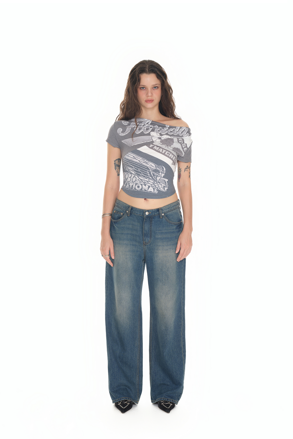 REWORK ONE SHOULDER T-SHIRT (CHARCOAL)