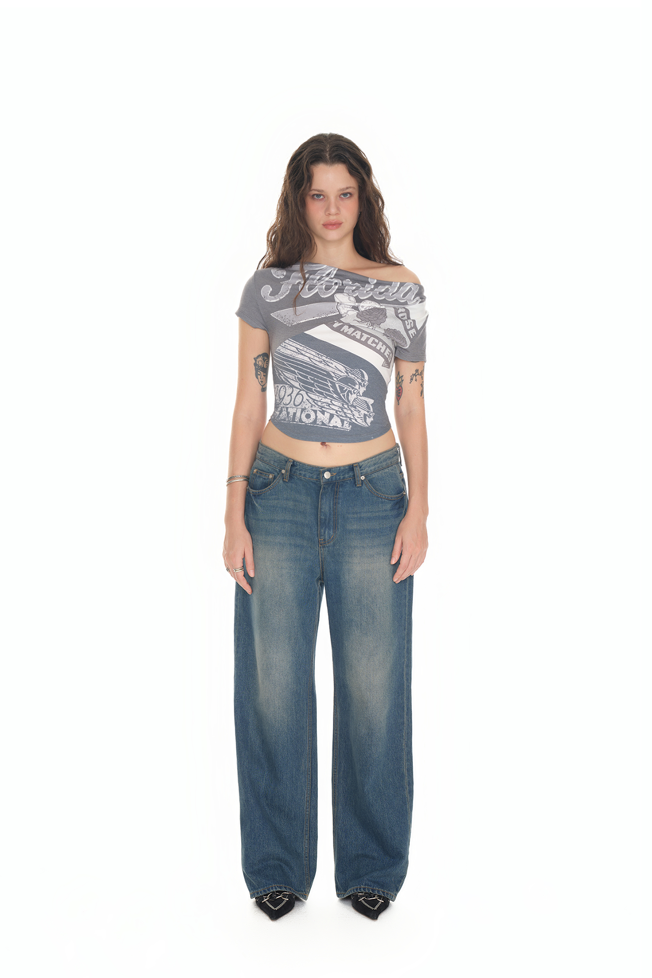 REWORK ONE SHOULDER T-SHIRT (CHARCOAL)