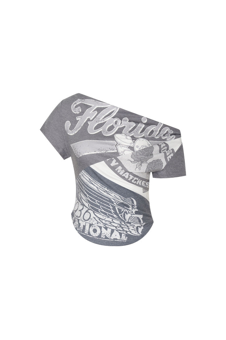 REWORK ONE SHOULDER T-SHIRT (CHARCOAL)