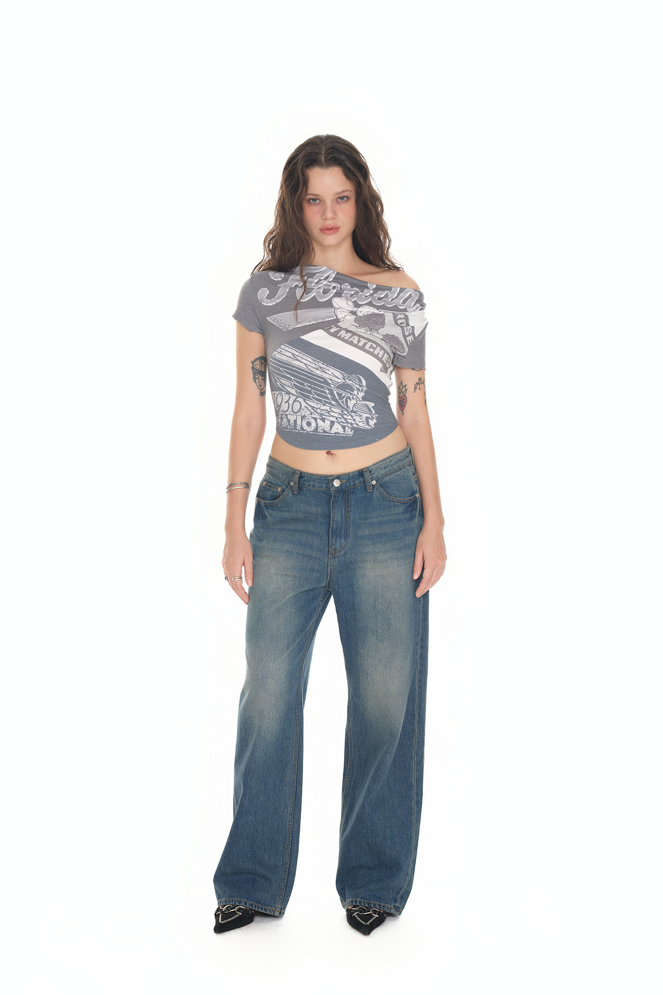 REWORK ONE SHOULDER T-SHIRT (CHARCOAL)