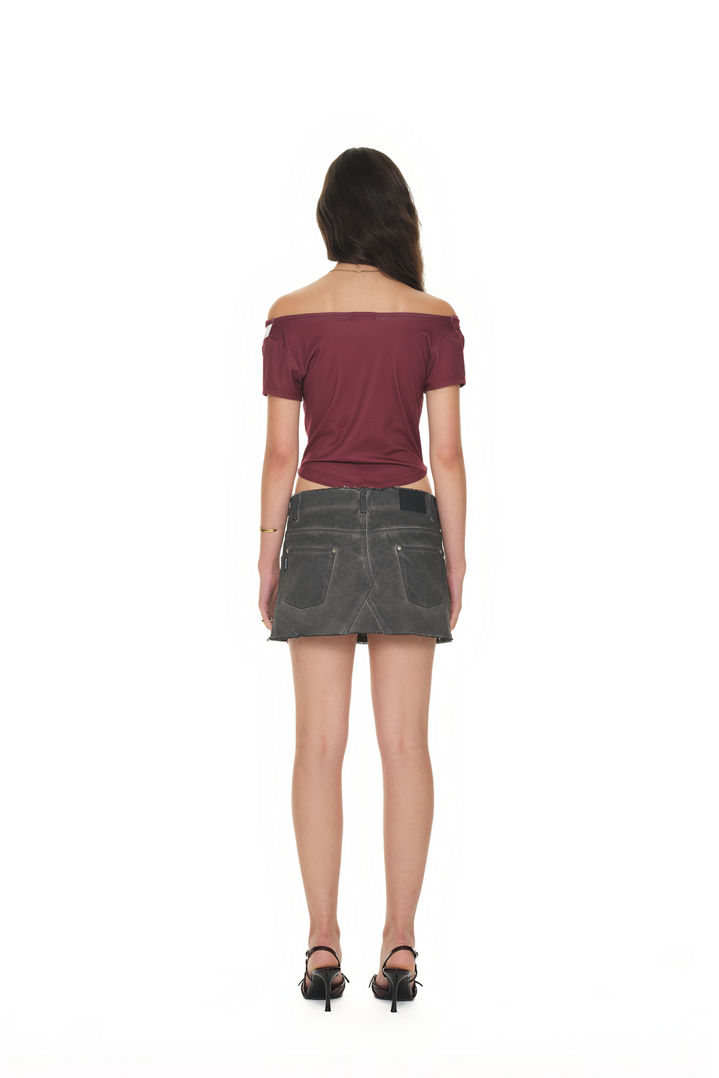 REWORK ONE SHOULDER T-SHIRT (MAROON)