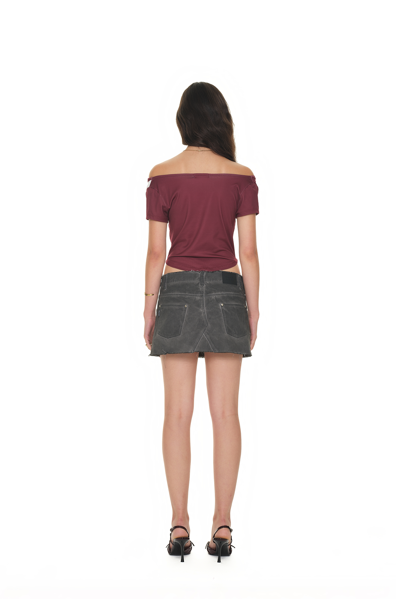 REWORK ONE SHOULDER T-SHIRT (MAROON)