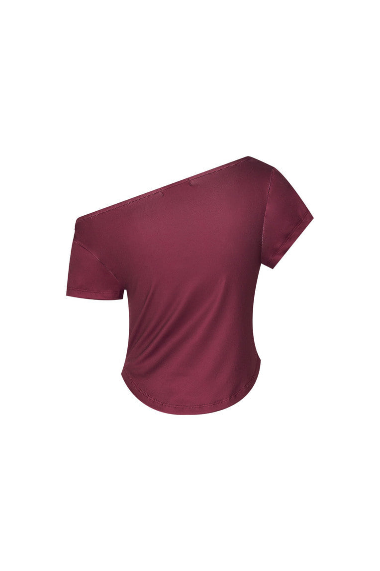 REWORK ONE SHOULDER T-SHIRT (MAROON)
