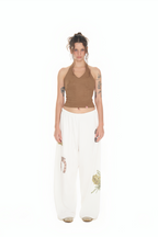 SUEDE HALTER TANK TOP (BROWN)