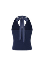 SUEDE HALTER TANK TOP (NAVY)