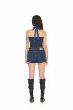 SUEDE HALTER TANK TOP (NAVY)