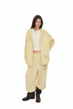 SUN DISC 02 WAFFLE ZIP-UP HOODIE (BUTTER)