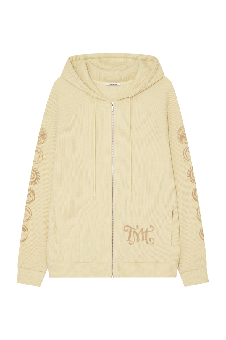 SUN DISC 02 WAFFLE ZIP-UP HOODIE (BUTTER)