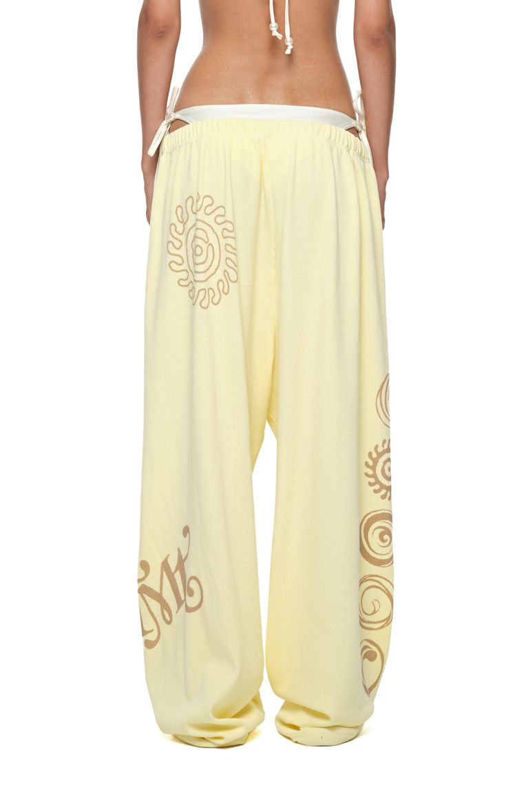 SUN DISC WAFFLE PANTS (LEMON)