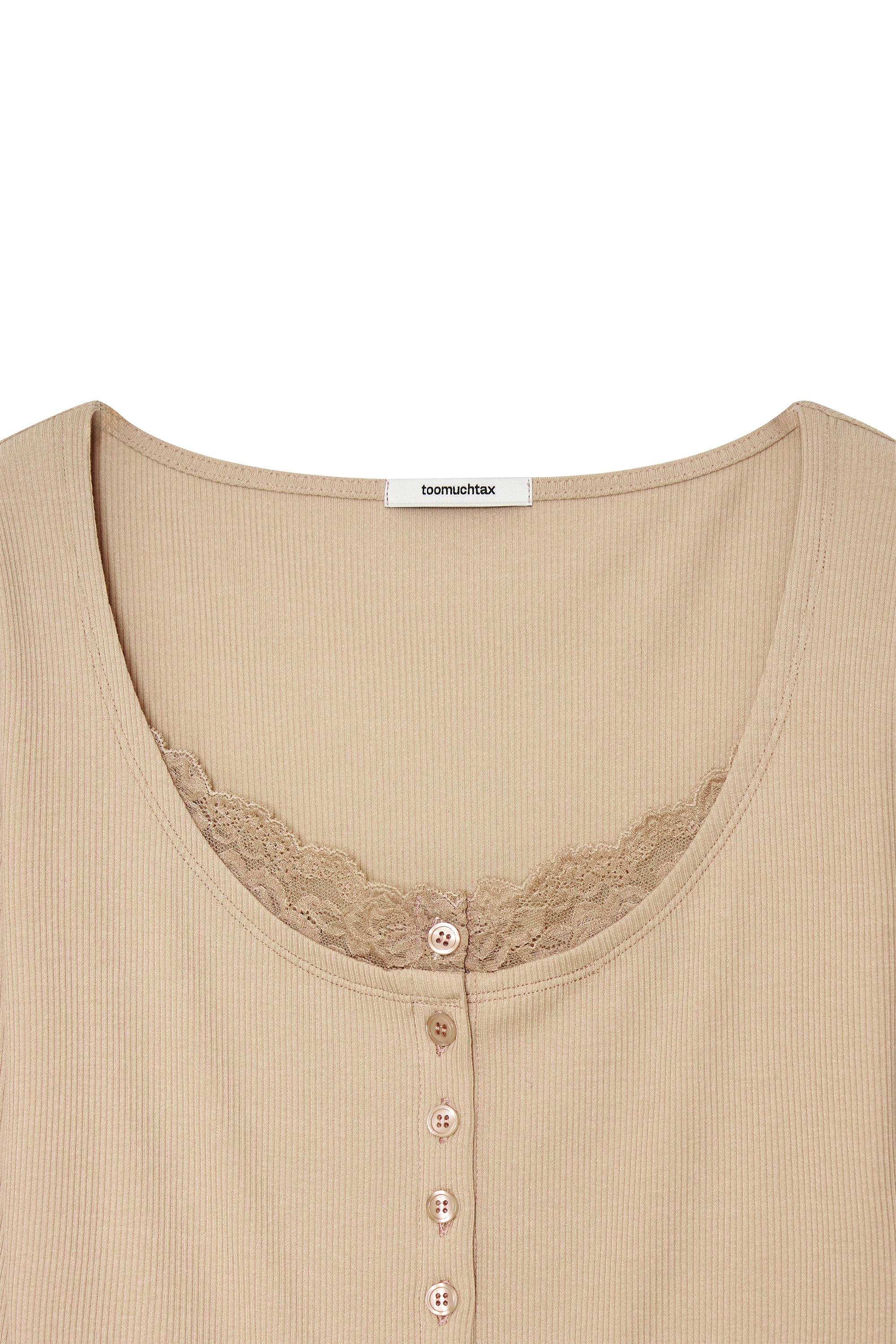 SCOOP NECK LACE TRIMMING CARDIGAN (BEIGE)