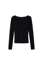 SCOOP NECK LACE TRIMMING CARDIGAN (BLACK)